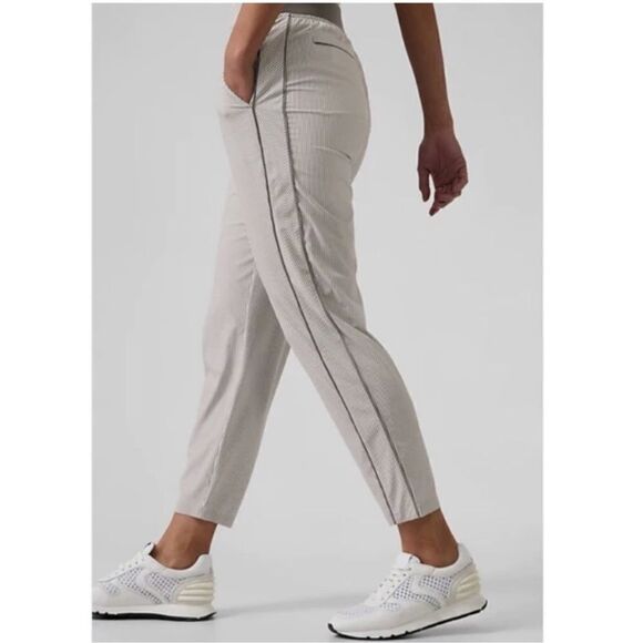 Athleta Brooklyn Textured Ankle Pant City Stripe Black/Sea Grey Size 14P - Picture 2 of 16